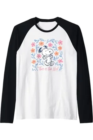 Peanuts Snoopy Bonne Vie Printemps Fleurs Été Happy Fun Nature Manche Raglan