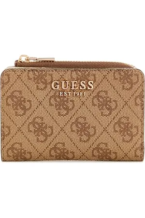 Guess Laurel Étui pour Cartes avec Fermeture Éclair Motif Latte