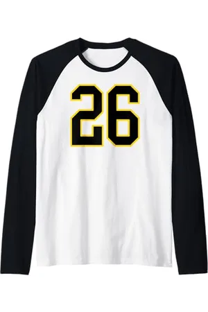 Sports Numbers Store Numéro 26 en et jaune style sport universitaire Manche Raglan