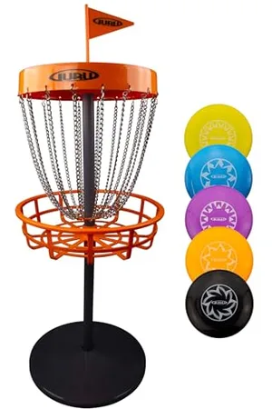 Guru Disc Golf Mini Basket Set, Mini Discgolf Korb, 5 Mini-Discs, Indoor & Outdoor Frisbee Golf