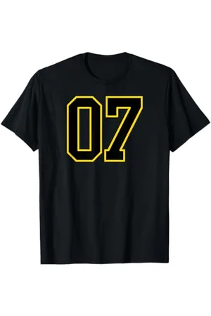 Sports Numbers Store Numéro 7 en et jaune style sport universitaire T-Shirt