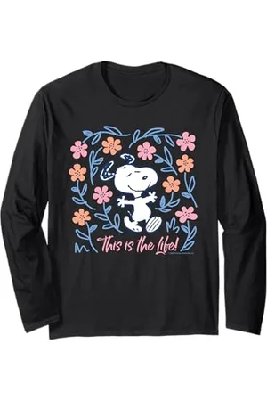 Peanuts Snoopy Bonne Vie Printemps Fleurs Été Happy Fun Nature Manche Longue