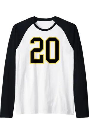 Sports Numbers Store Numéro 20 en et jaune style sport universitaire Manche Raglan