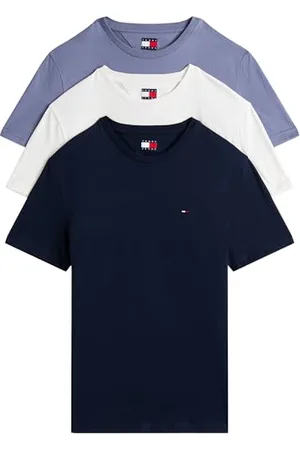 Tommy Hilfiger T-Shirts Manches Courtes Lot de 3 Homme en Coton, Multicolore (Ecru/DRK NGHT NV/Blu Mmnt), L
