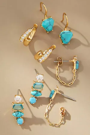 Anthropologie Birthstone Huggie Earrings, Set of 4 par en