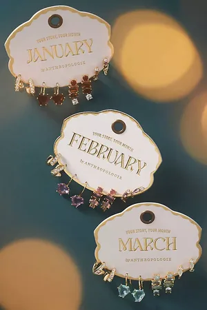 Anthropologie Birthstone Huggie Earrings, Set of 4 par en