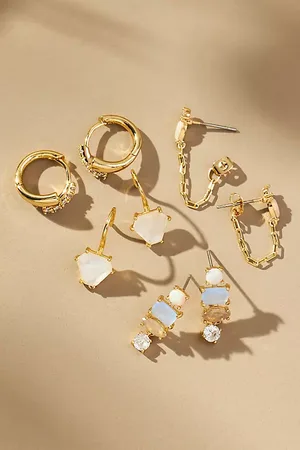 Anthropologie Birthstone Huggie Earrings, Set of 4 par en