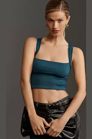Anthropologie Débardeur à encolure carrée côtelé sans couture en