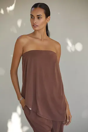 Anthropologie Haut sans bretelles faux-enveloppant en