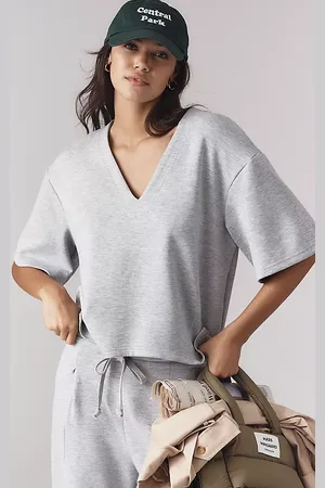 Anthropologie T-shirt à col en V à manches courtes Daily Practice par en