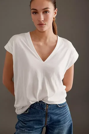 Frame T-shirt col V Le Mid en