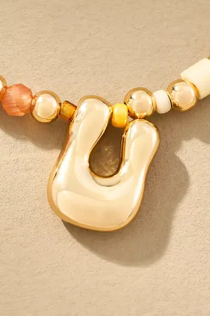 Anthropologie Beaded Bubble Letter Monogram Necklace par