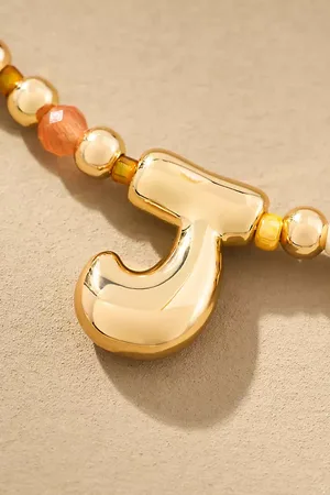 Anthropologie Beaded Bubble Letter Monogram Necklace par