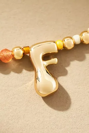 Anthropologie Beaded Bubble Letter Monogram Necklace par