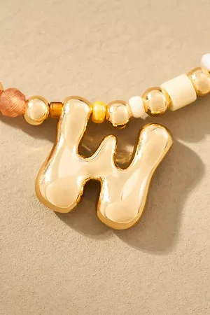 Anthropologie Beaded Bubble Letter Monogram Necklace par