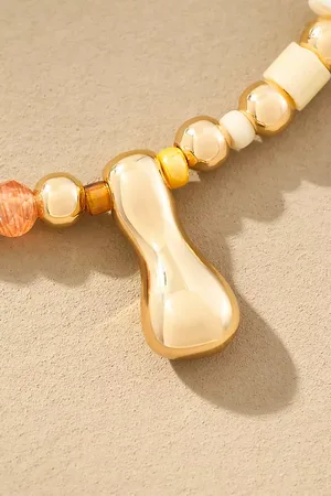Anthropologie Beaded Bubble Letter Monogram Necklace par