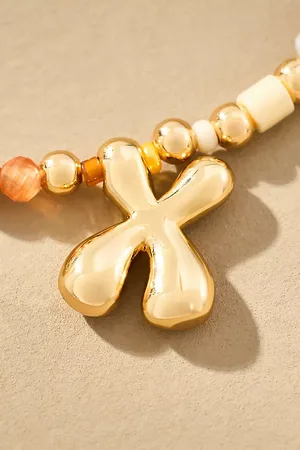 Anthropologie Beaded Bubble Letter Monogram Necklace par