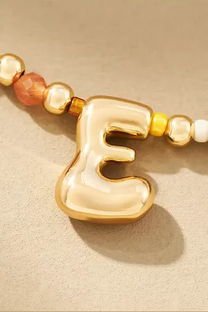 Anthropologie Beaded Bubble Letter Monogram Necklace par