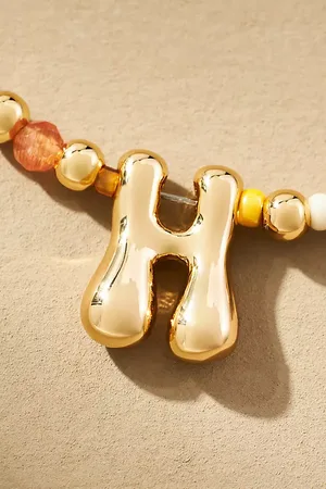 Anthropologie Beaded Bubble Letter Monogram Necklace par