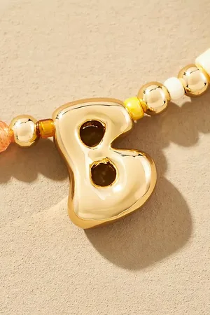 Anthropologie Beaded Bubble Letter Monogram Necklace par