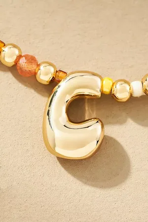 Anthropologie Beaded Bubble Letter Monogram Necklace par