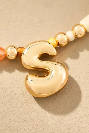 Anthropologie Beaded Bubble Letter Monogram Necklace par