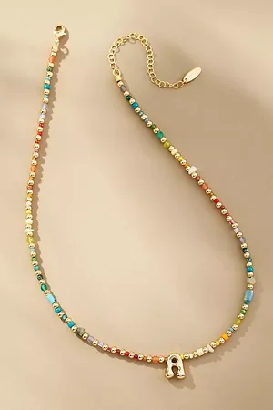 Anthropologie Beaded Bubble Letter Monogram Necklace par