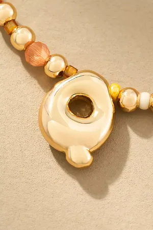 Anthropologie Beaded Bubble Letter Monogram Necklace par