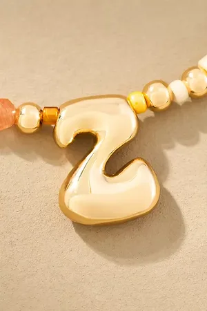 Anthropologie Beaded Bubble Letter Monogram Necklace par
