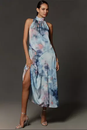 Anthropologie Sleeveless Halter A-Line Midi Dress en