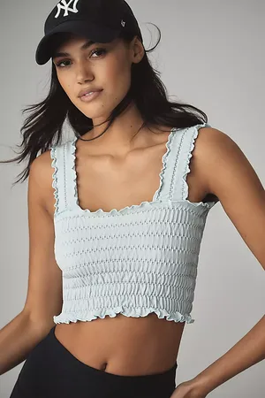 Anthropologie Seamless Smocked Squareneck Tank Top en