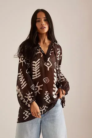 Maeve Mini Kaftan Imprimé à Col Noué chez Anthropologie