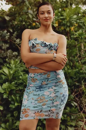 Maeve Knee-Length Printed Mesh Skirt
