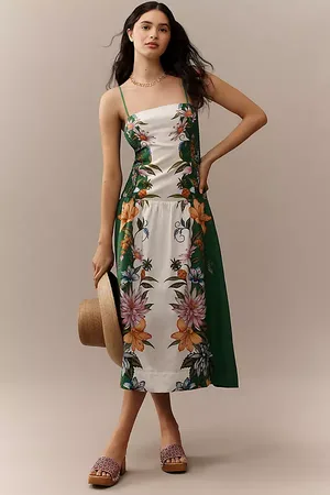 Farm Rio Robe mi-longue sans manches en lin Sweet Bloom Dreamscape