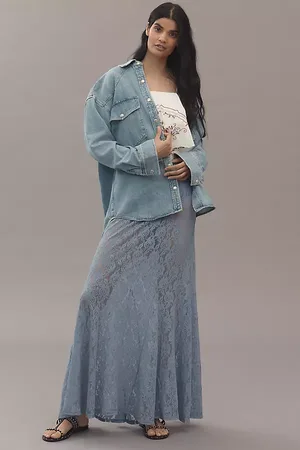 Anthropologie Sheer Tiered Lace Maxi Skirt en