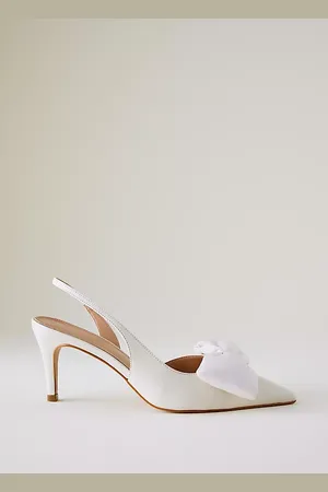 Anthropologie Satin Bow Slingback Heels en