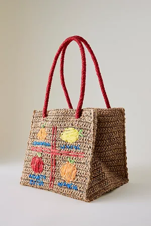Damson Madder Sac Cabas en Raphia Fruité en Beige chez Anthropologie
