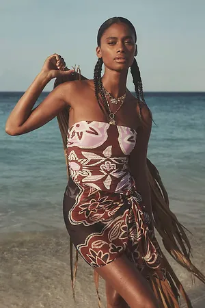Anthropologie Jupe Sarong en Mousseline de Soie Imprimée