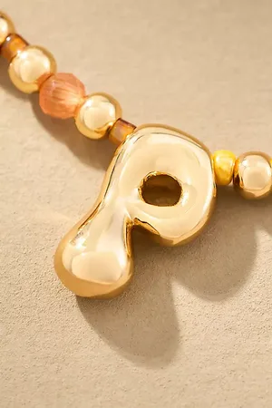 Anthropologie Beaded Bubble Letter Monogram Necklace par
