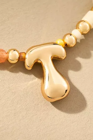 Anthropologie Beaded Bubble Letter Monogram Necklace par