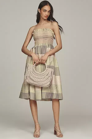 Maeve Robe Midi Trapèze Sans Bretelles en