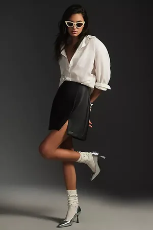 Anthropologie Micro Mini Faux-Leather Skirt en