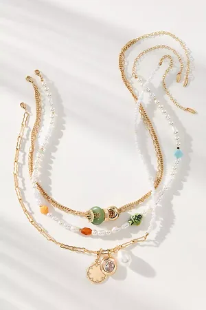 Anthropologie Shades of Sea Layered Necklaces, Set of 3: Charm Edition par en