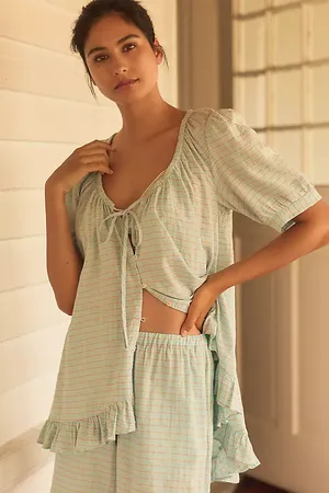 Anthropologie Haut de Pyjama Manches Courtes à Volants en