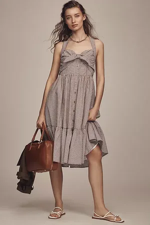 Maeve Robe mi-longue à encolure halter et naud devant en