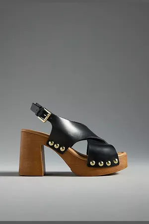 Anthropologie Sandales à Plateforme en Bois Cloutées en