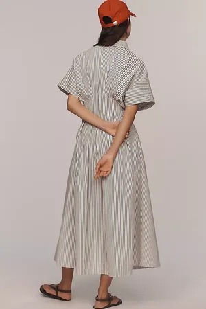 Exquise La Robe Chemise Plissée Tobie à Boutons par