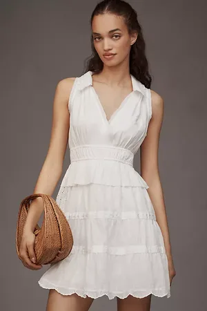 Anthropologie Robe Mini Volantée à Col Halter en