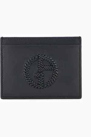 Giorgio Armani Porte-cartes en cuir nappa avec logo brodé