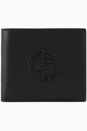 Giorgio Armani Portefeuille à deux volets en nappa avec logo brodé
